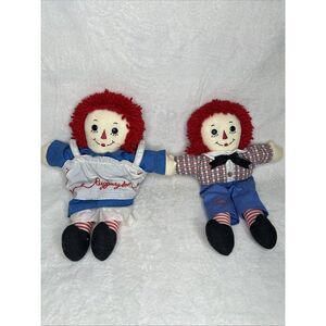 Raggedy Ann and Raggedy Andy set Of 2 Soft Dolls 2006 16” 17”